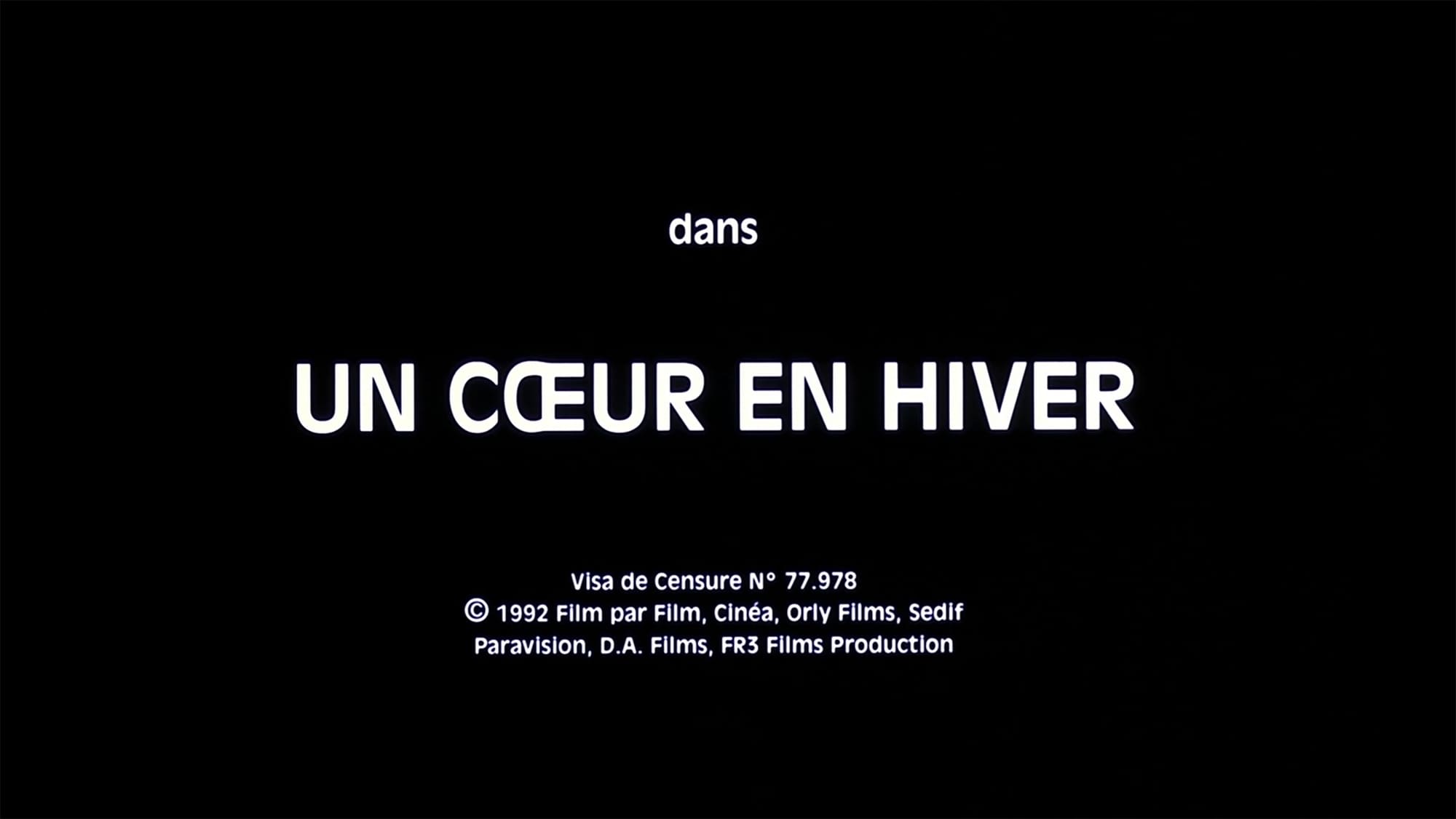 愛を弾く女 Un cœur en hiver A Heart in Winter